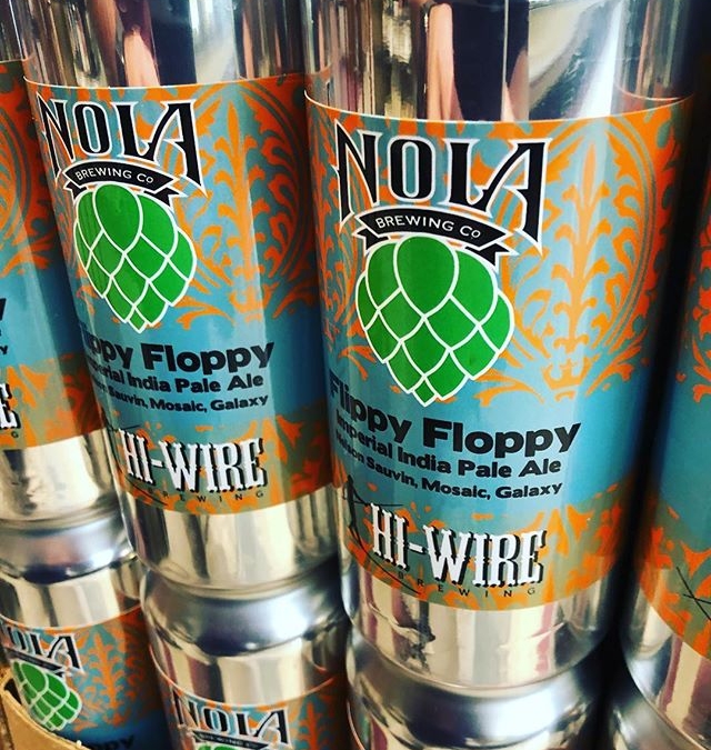 @nolabrewing collaboration with @hiwirebrewing Flippy Floppy Double IPA is now available at our Perkins Rd…