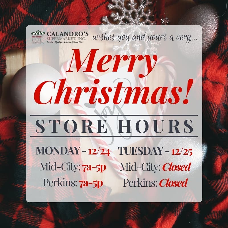 Store Hours for Christmas Eve & Christmas Day y’all! Everyone have a very safe &…