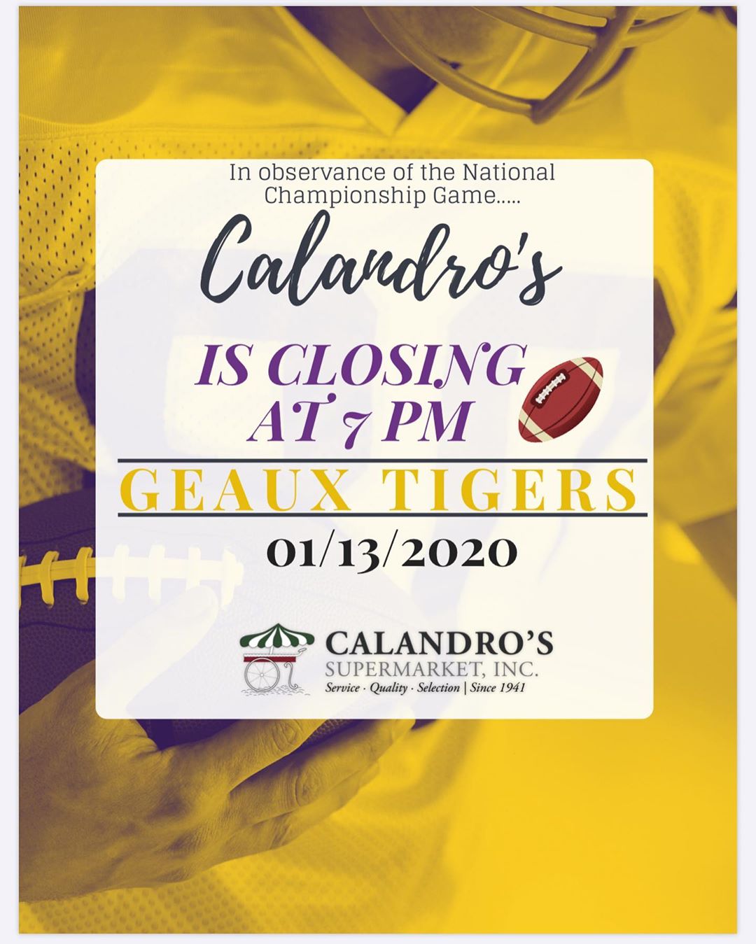 Both the Government St. and Perkins Rd. locations will be closing at 7 pm. Geaux…