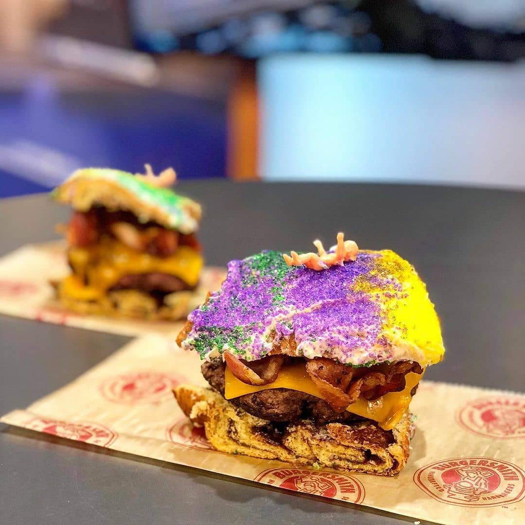Don’t get through #mardigras without trying this dude right here from @eatburgersmith & @calandrosmkt. It…
