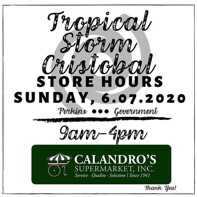 Due to the anticipated inclement weather on tomorrow, both Perkins Rd & Government St locations…