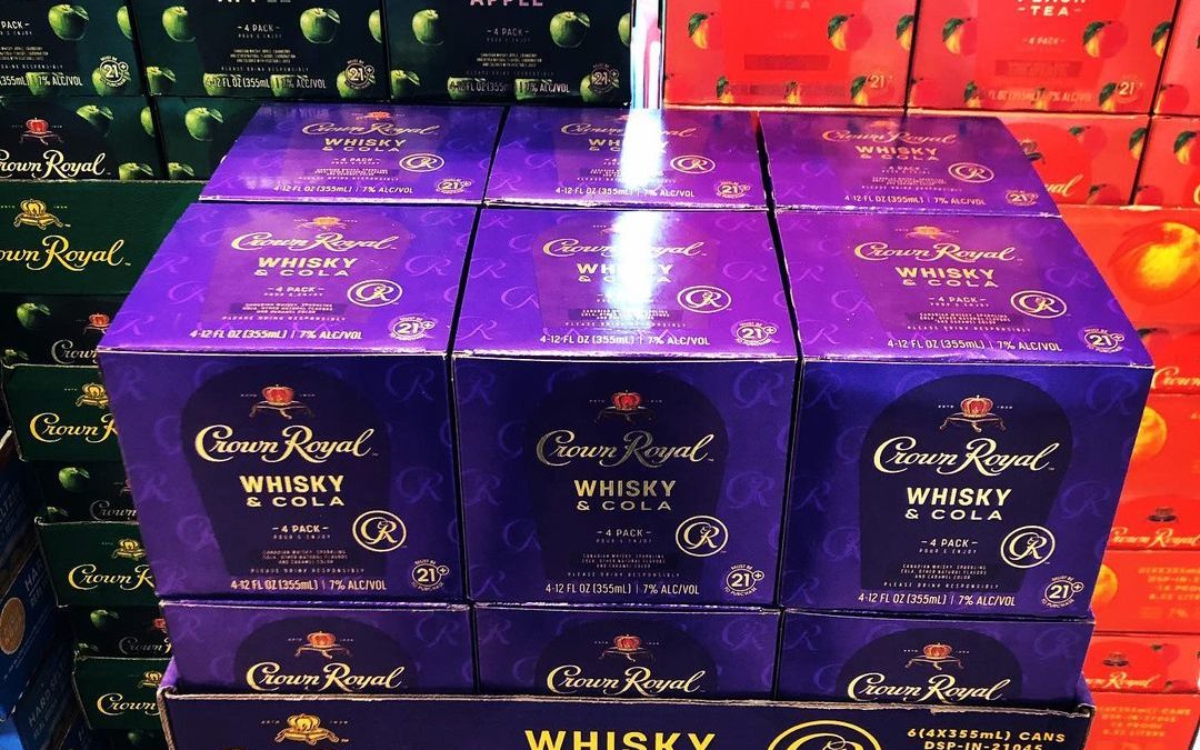 Check these @crownroyal cocktails in a can out … Available now at our Perkins …