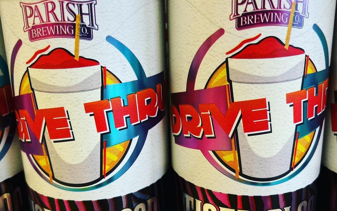@parishbrewingco Drive Thru “Tiger Blood, a Berliner with watermelon strawberry …