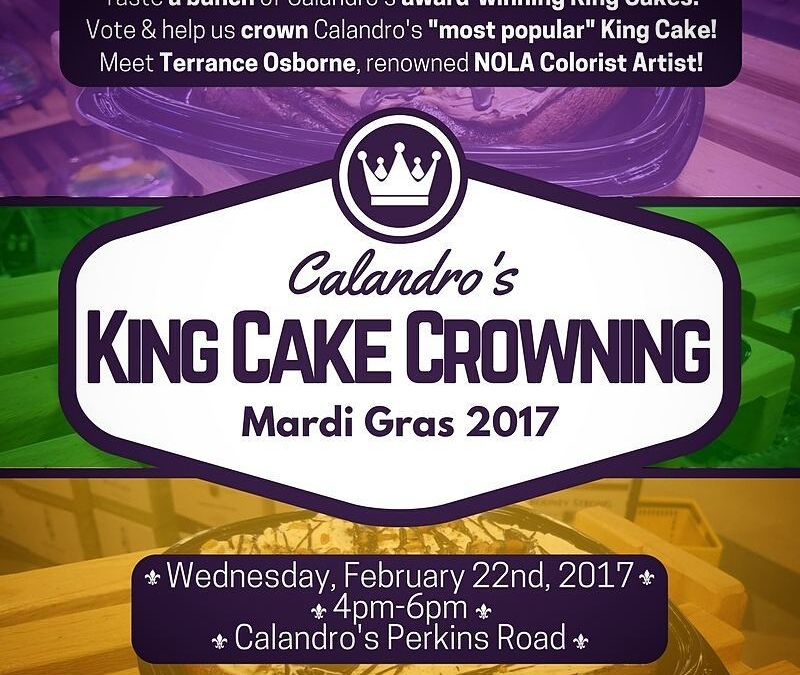 Folks! It’s T-minus 2 hours ’til @terranceosborne arrives at Calandro’s Perkins and the #KingCakeCrowning voting…