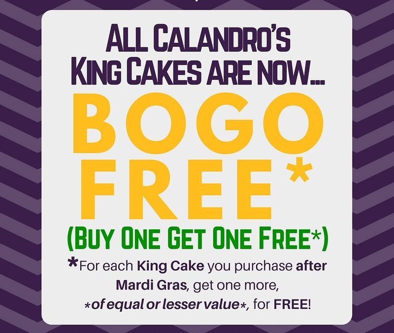 While supplies last, #BOGO on #KingCakes at both Calandro’s locations! And there likely won’t be…