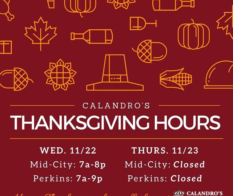 Almost forgot. Thanksgiving hours reminder: Both stores will be open normal hours tomorrow (Wed.), closed…