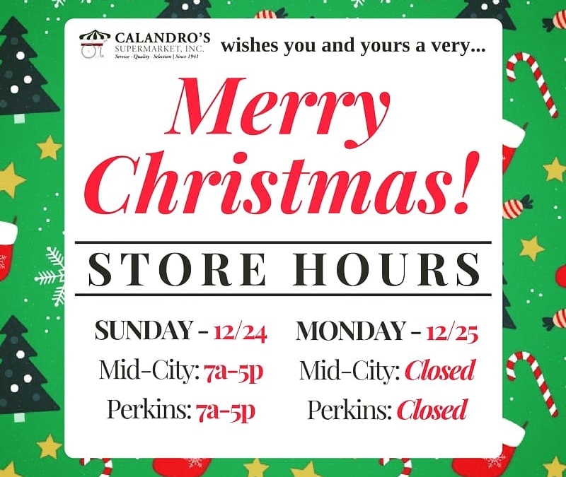Calandro’s Christmas Hours for both locations – 5pm early close on #christmaseve & closed all…