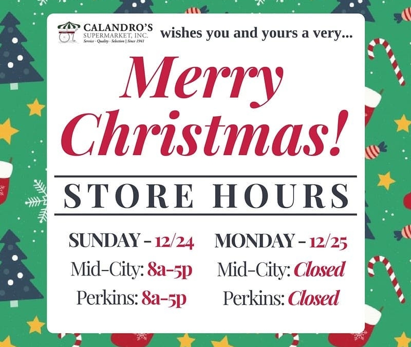 Calandro’s Christmas Hours for both locations – 5pm early close on #christmaseve & closed all…