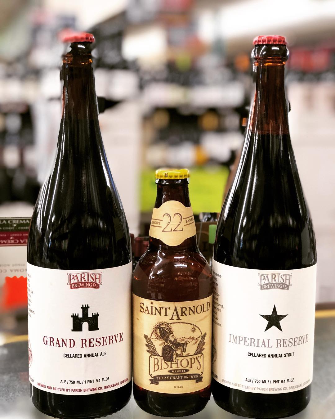 @parishbrewingco Grand Reserve and Imperial Reserve and @saintarnoldbrewing Bishop’s Barrel 22 are both now available…