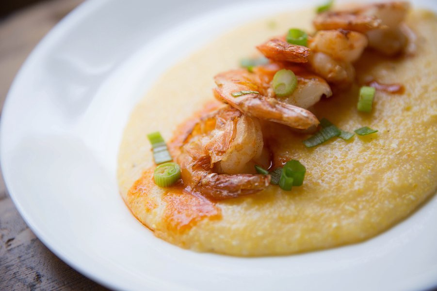 Here is a delectable image of homemade shrimp and grits to ease your hurricane worries….