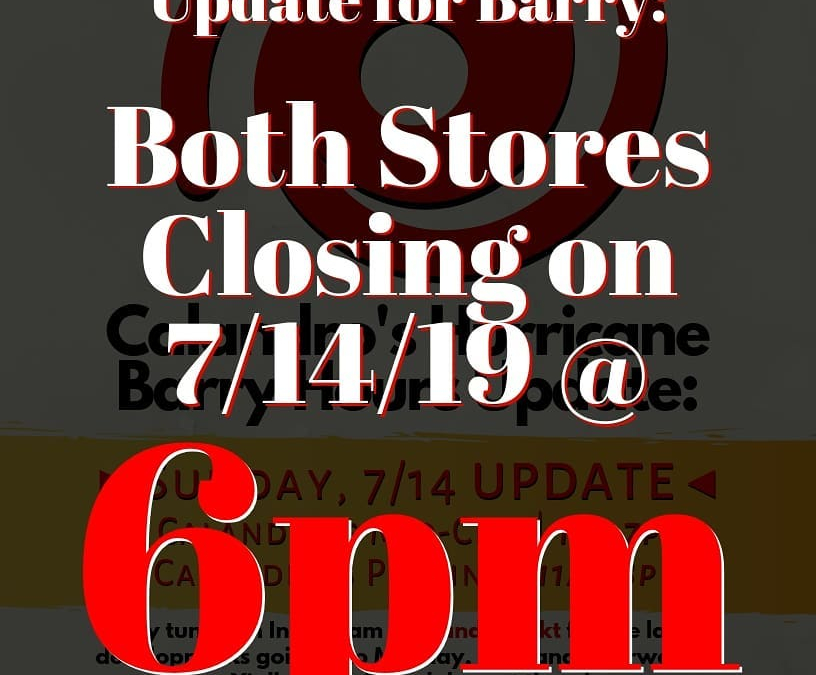 One more update for Calandro’s hours: both stores will now be closing @ 6pm tonight…