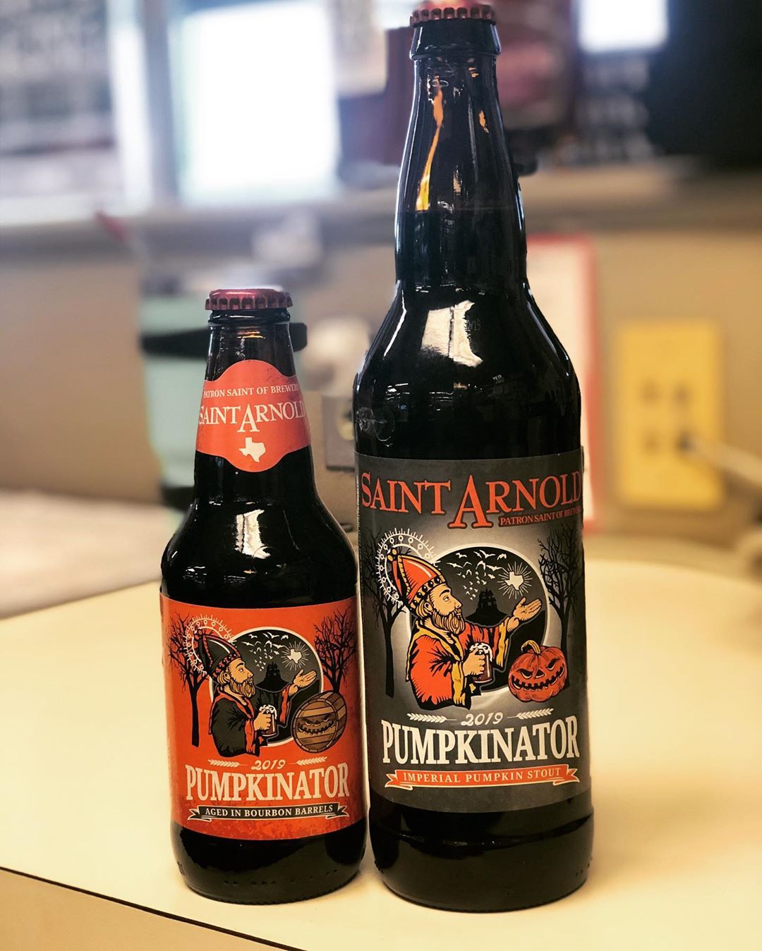 @saintarnoldbrewing Pumpkinator and Bourbon Barrel Aged Pumpkinator are both now available at our Perkins Rd…