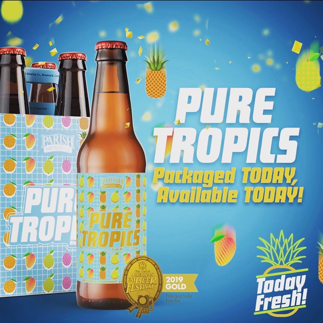 At around 2 PM today we will be releasing same day bottled @parishbrewingco Pure Tropics…