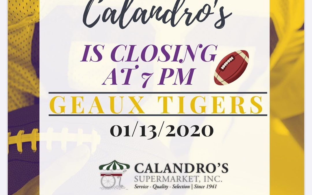 Both the Government St. and Perkins Rd. locations will be closing at 7 pm. Geaux…