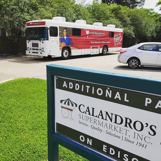 Blood drive @ Calandro’s Mid-City starting in 3…2…1…(3:30pm!) If you can – get over here…