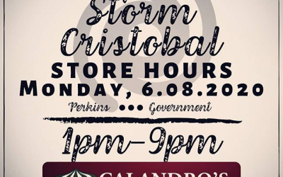 Hours for Monday, 6/8 after Cristobal passes through (assuming the storm blows through as expected)….