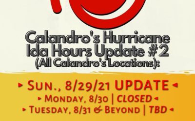 Sunday Night Calandro’s Hours Update (#2)…we will be closed Monday for our emp…