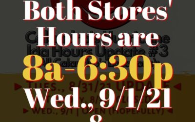 Another Calandro’s Hours Update!!!

We are OPEN!  But today (Wed., 9/1) & tomorr…